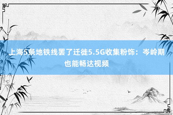 上海5条地铁线罢了迁徙5.5G收集粉饰：岑岭期也能畅达视频