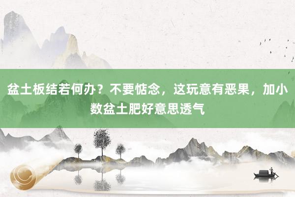 盆土板结若何办？不要惦念，这玩意有恶果，加小数盆土肥好意思透气