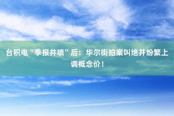 台积电“季报井喷”后：华尔街拍案叫绝并纷繁上调概念价！